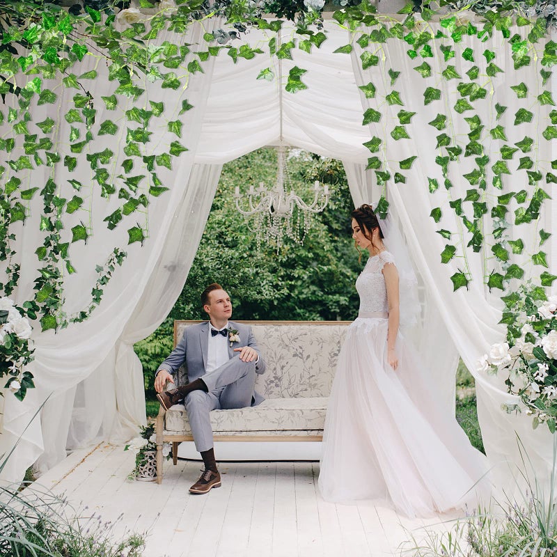 JPSOR 24pcs Fake Leaves Artificial Ivy Garland Greenery Vines for Bedroom Decor Aesthetic Silk Ivy Vines for Room Wall Home Decoration - Image 3